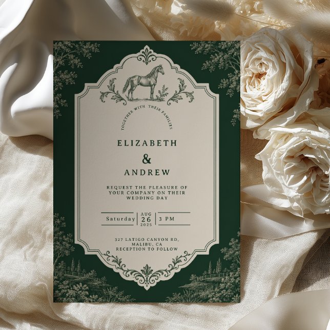 Invitation Mariage Équestre Toile de Forêt (Créateur téléchargé)