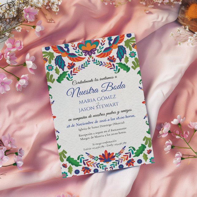 Invitation Mariage Espagnol Boda Botanique Coloré (Colorful Botanical Aesthetic Boda Spanish Wedding Invitation)