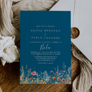 Invitation Mariage Espagnol Botanique de Prairie Rustique