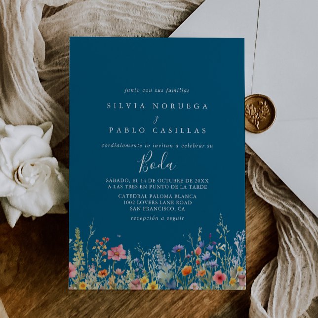 Invitation Mariage Espagnol Botanique de Prairie Rustique (Créateur téléchargé)
