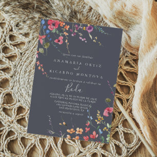 Invitation Mariage espagnol classique bleu sauvage