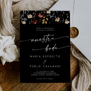 Invitation Mariage Espagnol de Fleur Sauvage Multicolore Fant