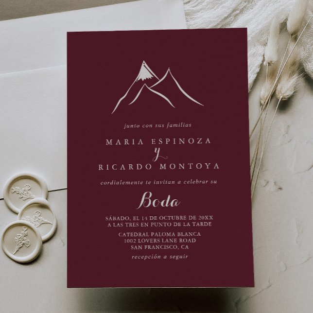 Invitation Mariage espagnol de la Montagne Silhouette blanche (Créateur téléchargé)