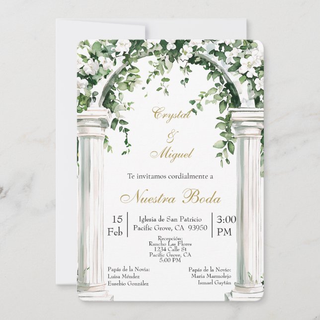 Invitation Mariage espagnol Église florale   (Devant)