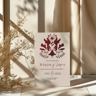 Invitation Mariage Espagnol Élégant Minimaliste Moderne Rouge