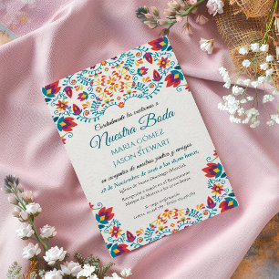 Invitation Mariage Espagnol Floral Botanique Coloré Fiesta