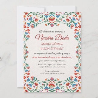 Invitation Mariage Espagnol Floral Coloré Botanique Romantiqu