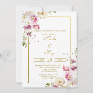 Invitation Mariage espagnol floral couleur eau de printemps