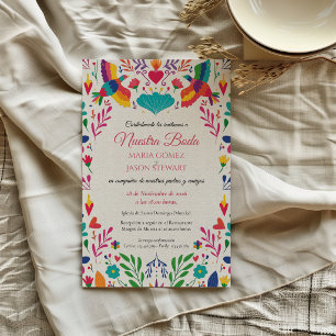 Invitation Mariage espagnol floral d'art populaire coloré Fie