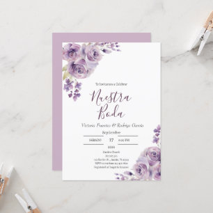 Invitation Mariage espagnol floral pourpre