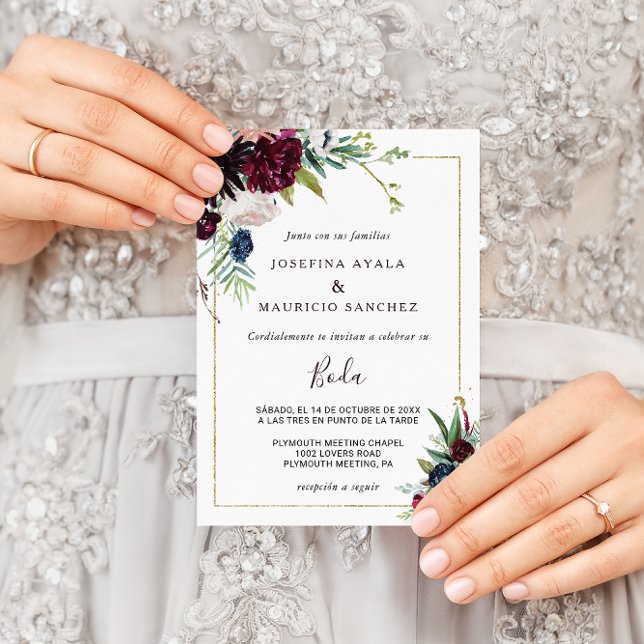 Invitation Mariage espagnol flush flush de la marine bourguig (Créateur téléchargé)