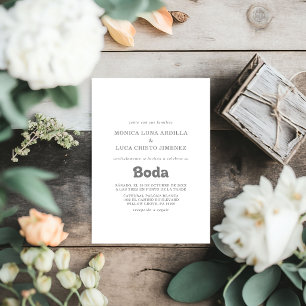 Invitation Mariage Espagnol Formel Simple Boda