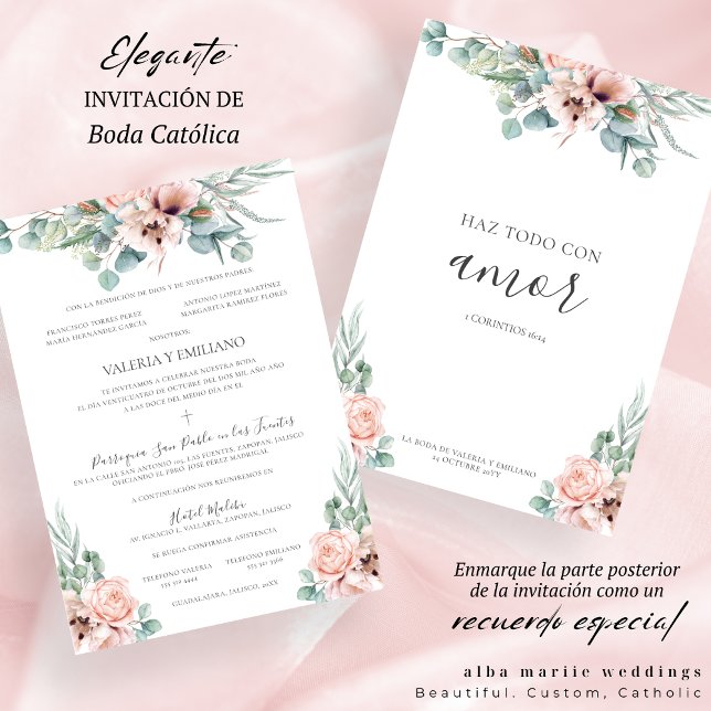 Invitation Mariage espagnol Katrina Invitación Boda Catolica (Créateur téléchargé)