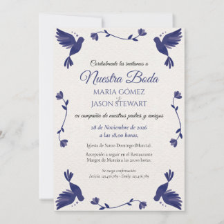 Invitation Mariage Espagnol Minimaliste Élégant Violet Indigo