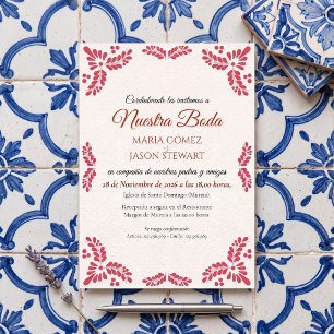 Invitation Mariage Espagnol Minimaliste Floral Talavera Orang