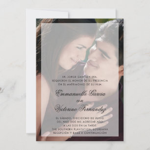 Invitation Mariage espagnol moderne Sheer Overlay Photo