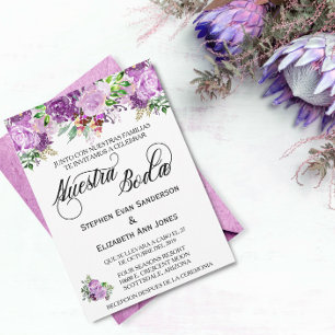 Invitation Mariage espagnol Rose pourpre lavande Nuestra Boda