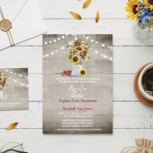 Invitation Mariage espagnol Sunflower Bourgogne Nuestra Boda