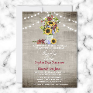 Invitation Mariage espagnol Sunflower Bourgogne Nuestra Boda
