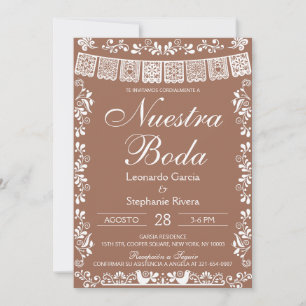 Invitation Mariage Espagnol Terracotta Papel Picado