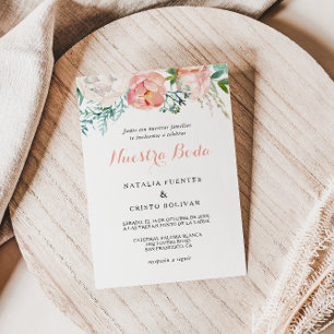 Invitation Mariage espagnol tropical rose moderne