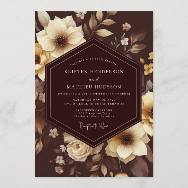 Invitation Mariage Espresso Ivoire Baroque (Devant)