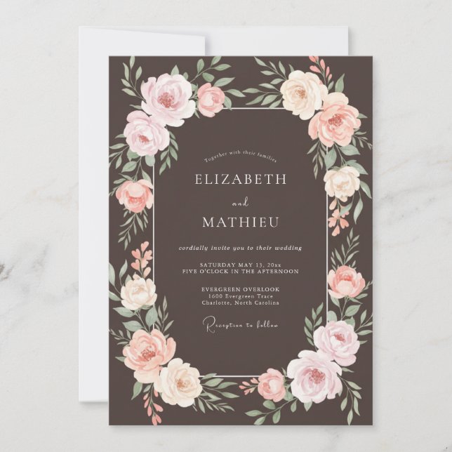 Invitation Mariage Espresso Moody Rose (Devant)