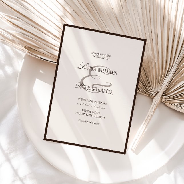 Invitation Mariage Espresso Vieil Argent Ivoire (Créateur téléchargé)