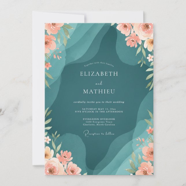 Invitation Mariage Essence d'Abricot Ranunculus Eucalyptus (Devant)