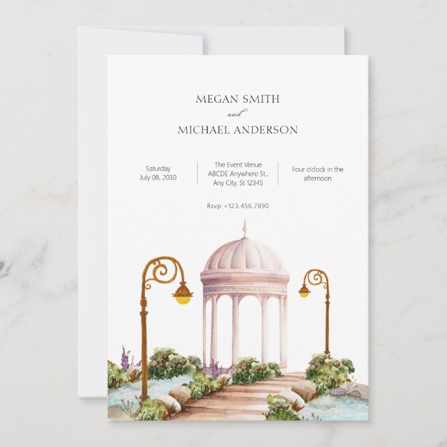 Invitation Mariage esthétique dans le jardin (Devant)