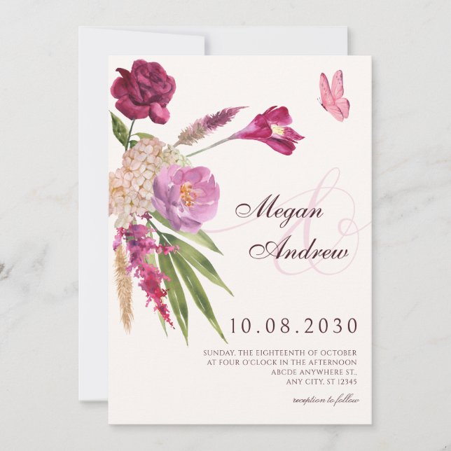 Invitation Mariage esthétique floral (Devant)