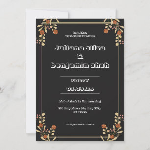Invitation Mariage esthétique très foncé rouge et orange doux