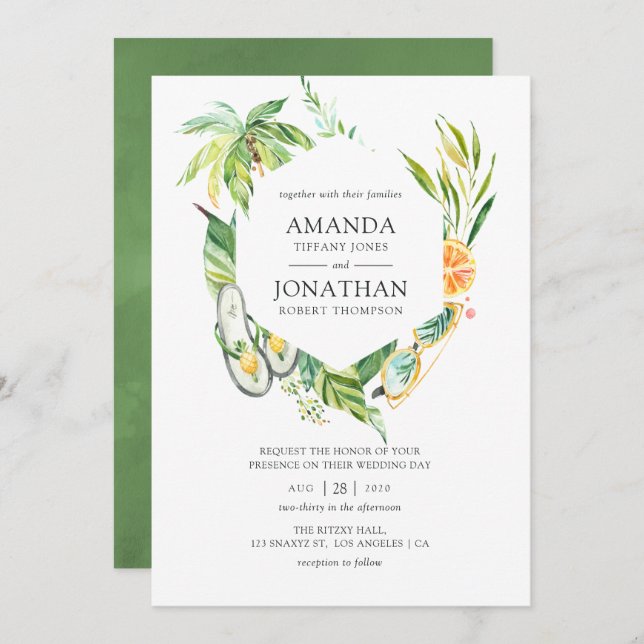 Invitation Mariage estival (Devant / Derrière)