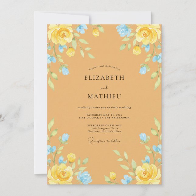 Invitation Mariage Estival Ambre Rayonnant (Devant)