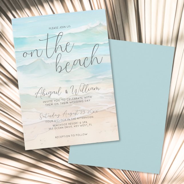 Invitation Mariage Estival Élégant sur la Plage (Elegant Summer On The Beach Wedding Invitation )