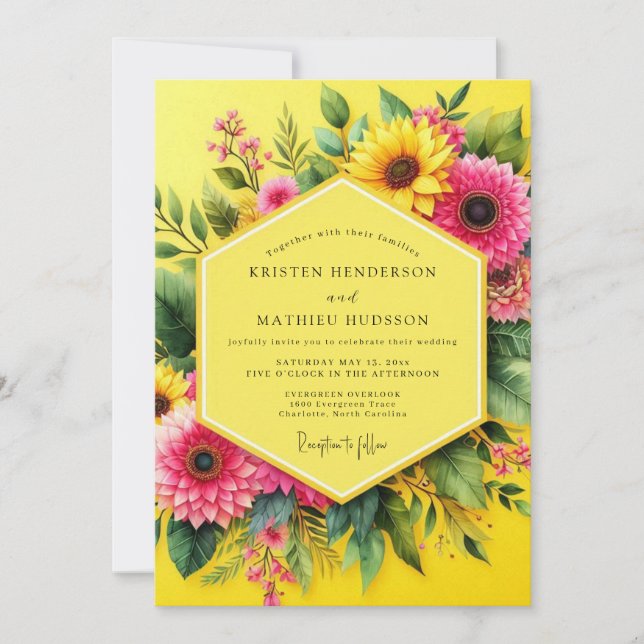 Invitation Mariage Estival Joie de Canari (Devant)