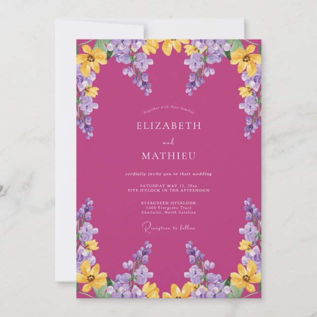 Invitation Mariage Estival Jovial Magenta (Devant)