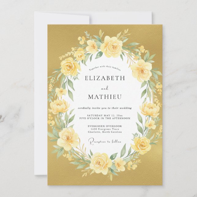 Invitation Mariage Estival Serein Jaune (Devant)