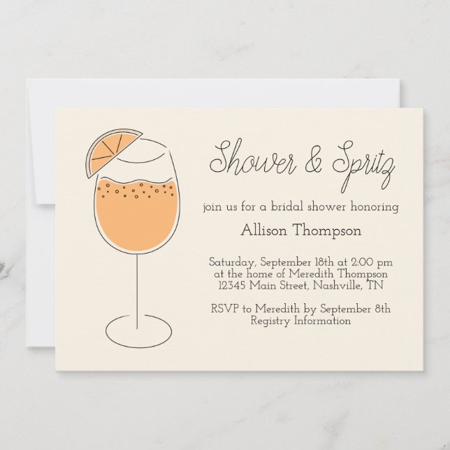 Invitation Mariage et Cocktail Bridal Shower avec Spritz (Devant)