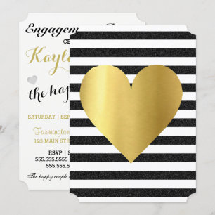 Invitation Mariage Été Amour Soirée de Lawn Party Noir & Or