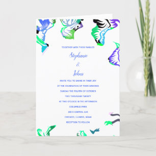Invitation Mariage Été Printemps Bohème Bleu Blanc Floral
