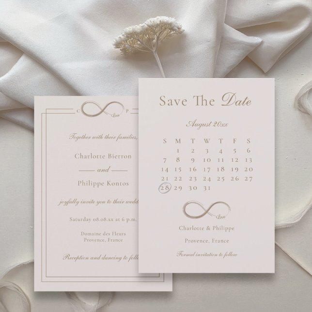 Invitation Mariage Éternité Amour Rose Calendrier Enregistrer (Créateur téléchargé)