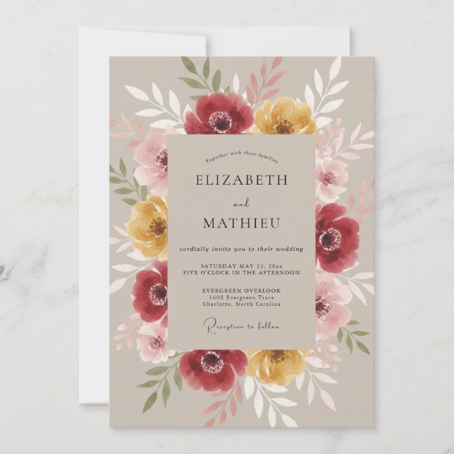 Invitation Mariage Ethéré à la Fleur de Bourgogne (Devant)