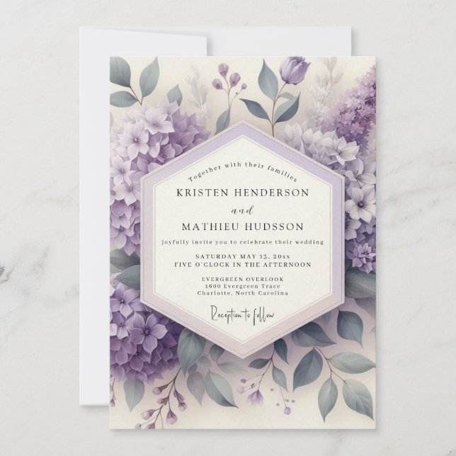Invitation Mariage Éthéré à la Fleur de Lavande (Devant)