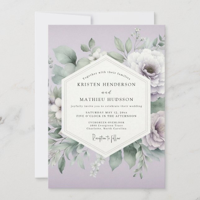 Invitation Mariage Éthéré aux Fleurs de Lavande (Devant)