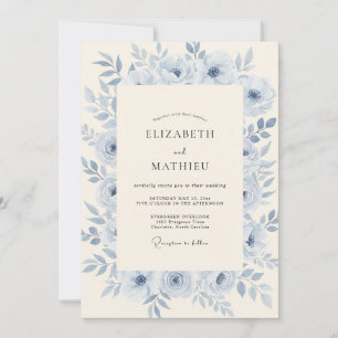 Invitation Mariage Éthéré Azur Glacé