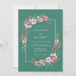 Invitation Mariage Éthéré Bleu Vert de l'Été