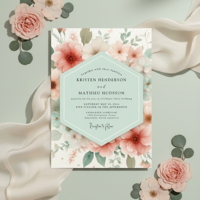 Invitation Mariage Ethéré de Fleur de Pêcher (Créateur téléchargé)