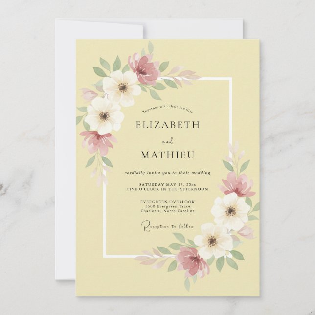 Invitation Mariage Ethéré de Prairie Jaune Douce (Devant)