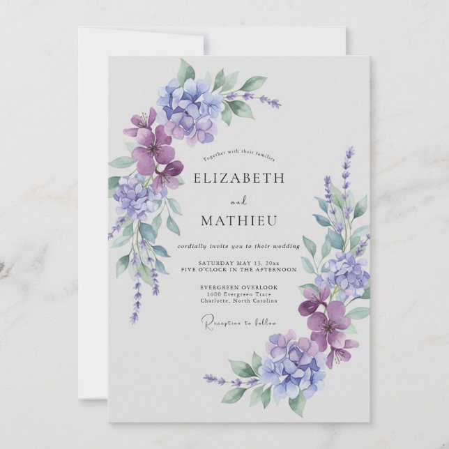 Invitation Mariage Éthéré de Printemps au Bleu Pervenche (Devant)